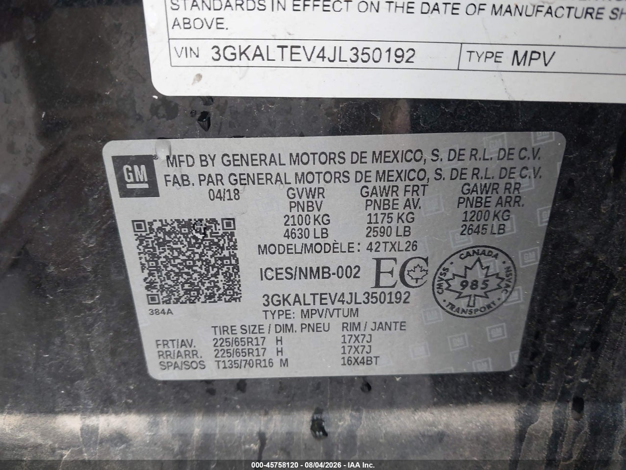 3GKALTEV4JL****** · 2018 GMC TERRAIN SLE · 9/11