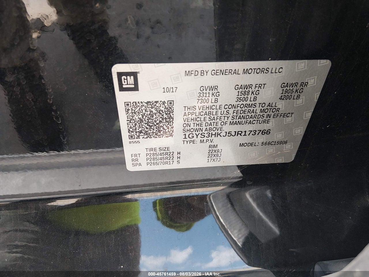 1GYS3HKJ5JR****** · 2018 CADILLAC ESCALADE ESV LUXURY · 9/11