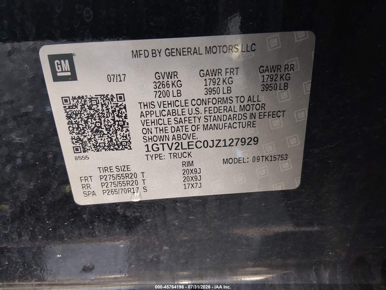 1GTV2LEC0JZ****** · 2018 GMC SIERRA 1500   · 9/11