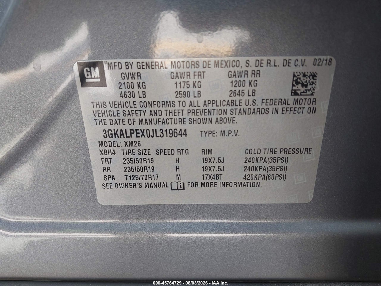 3GKALPEX0JL****** · 2018 GMC TERRAIN SLT · 9/11