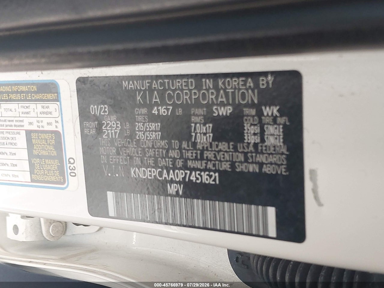 KNDEPCAA0P7****** · 2023 KIA SELTOS LX · 9/11