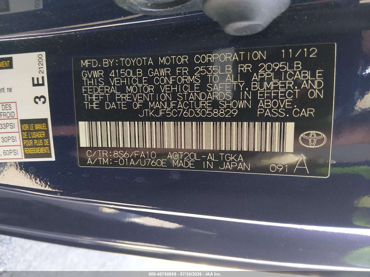 JTKJF5C76D3****** · 2013 SCION TC   · 9/11