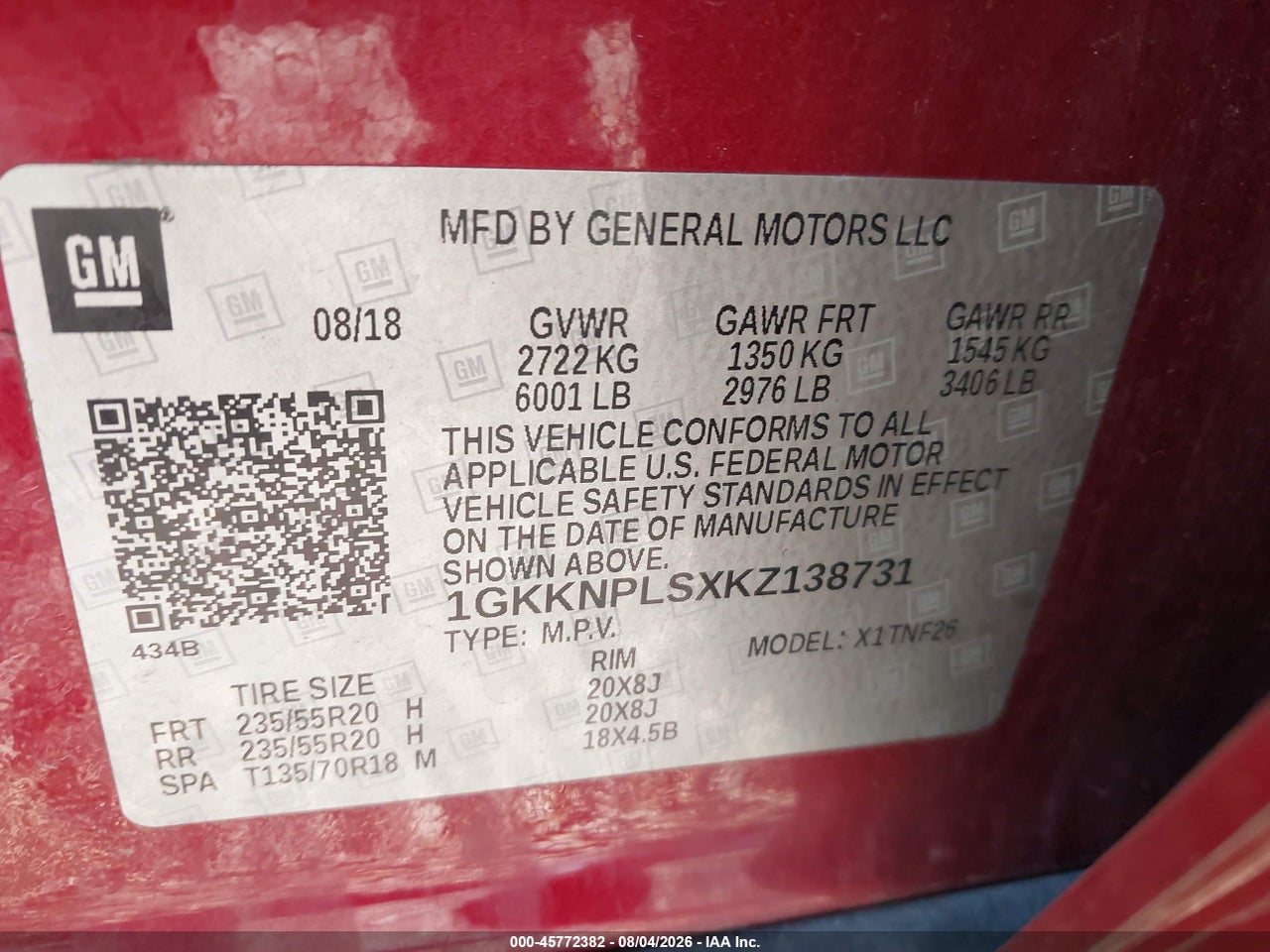 1GKKNPLSXKZ****** · 2019 GMC ACADIA DENALI · 9/11
