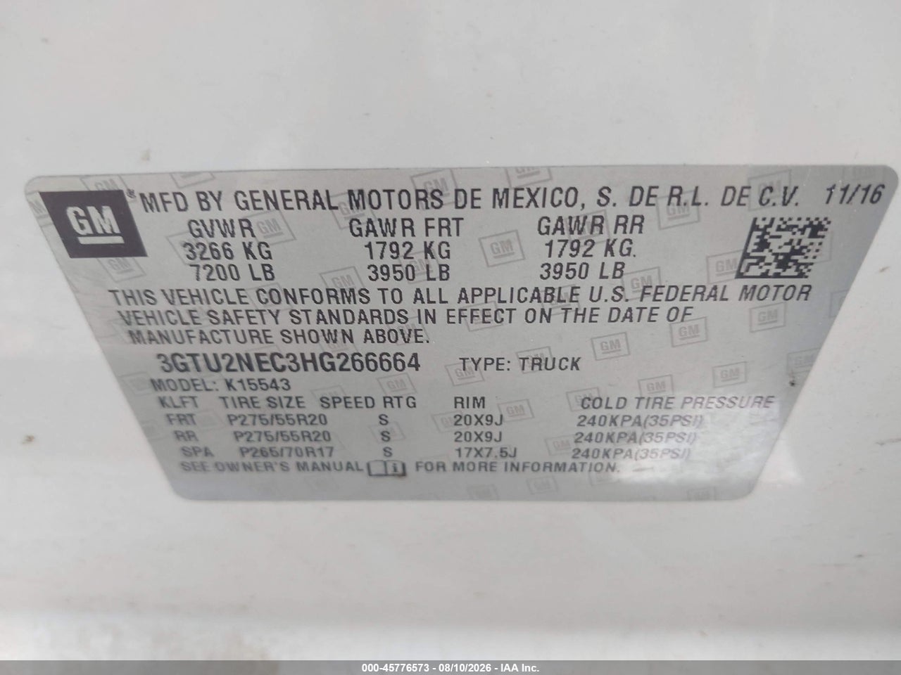 3GTU2NEC3HG****** · 2017 GMC SIERRA 1500 SLT · 9/11