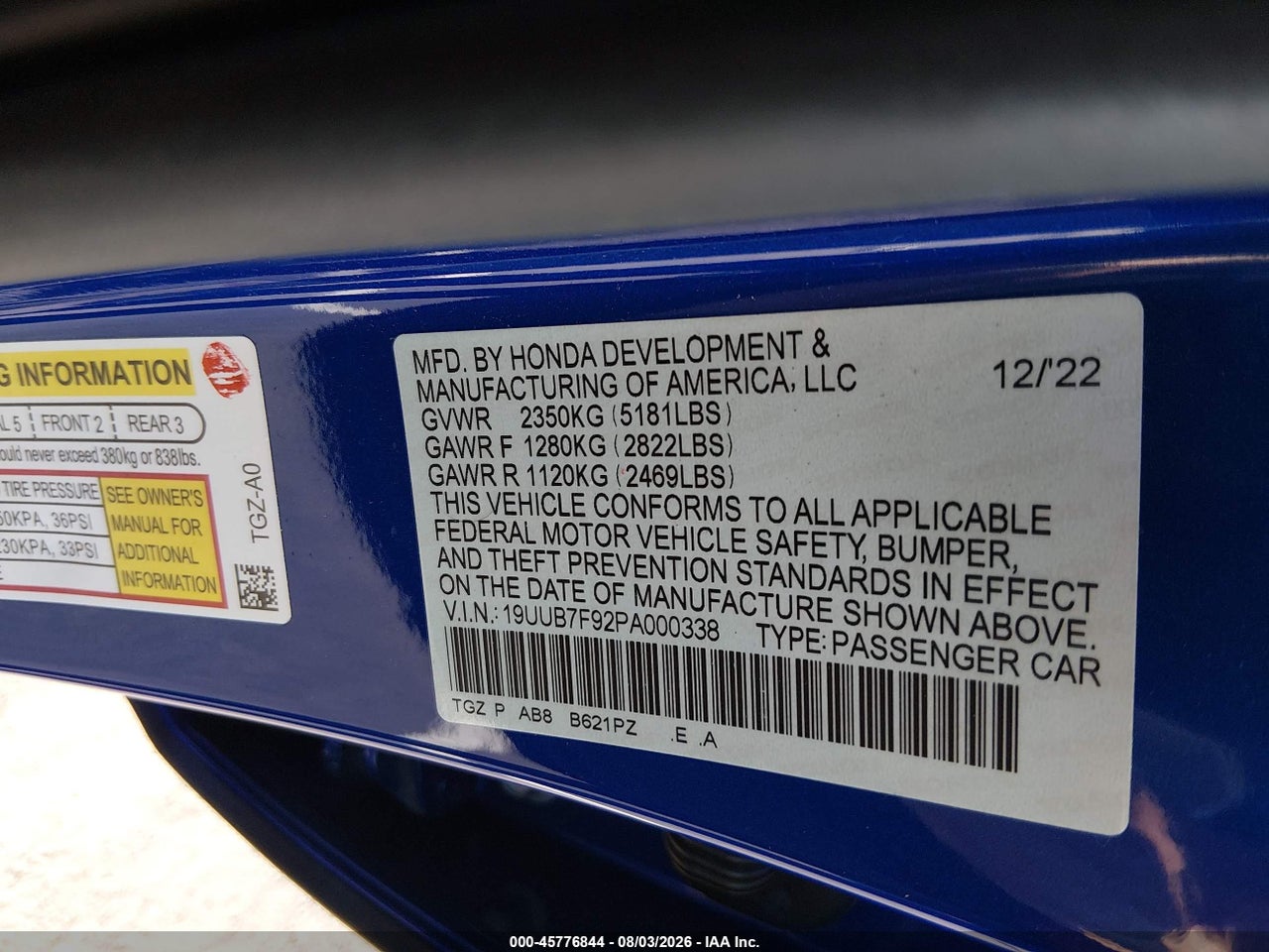 2023 ACURA TLX TYPE S - HP WHEEL AND TIRE · 9/11