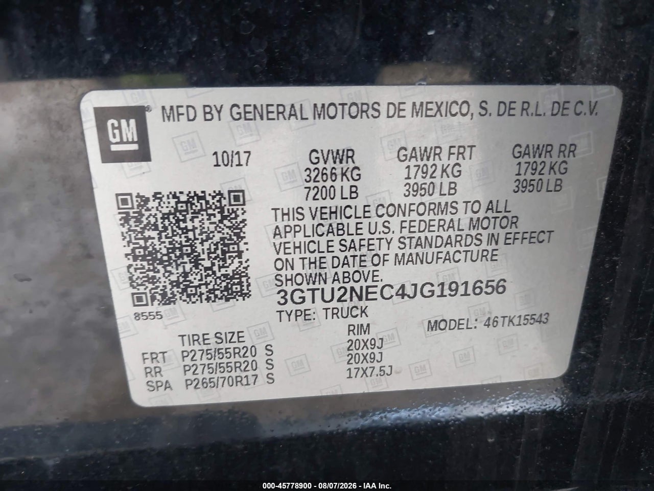 3GTU2NEC4JG****** · 2018 GMC SIERRA 1500 SLT · 9/11