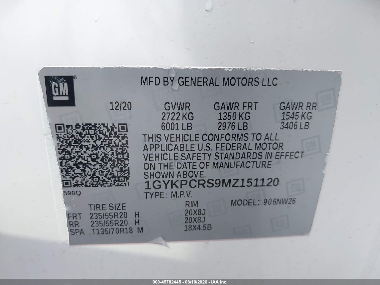 1GYKPCRS9MZ****** · 2021 CADILLAC XT6 FWD PREMIUM LUXURY · 9/11