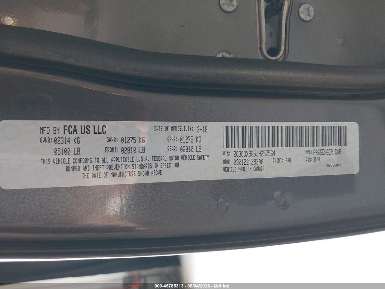 2018 DODGE CHARGER SXT RWD · 9/11