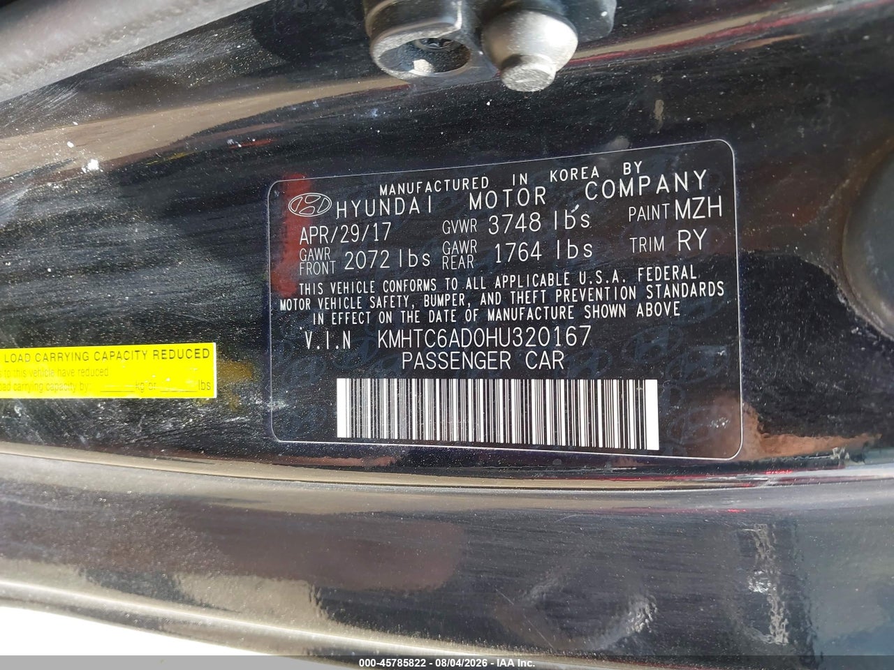 KMHTC6AD0HU****** · 2017 HYUNDAI VELOSTER VALUE EDITION · 9/11
