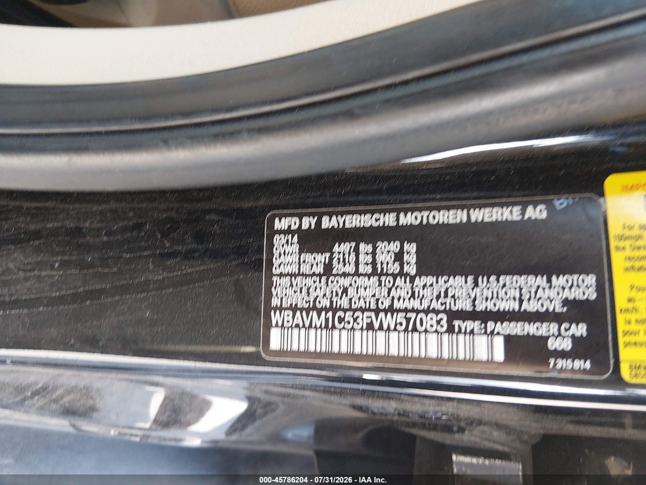 WBAVM1C53FV****** · 2015 BMW X1 SDRIVE28I · 9/11