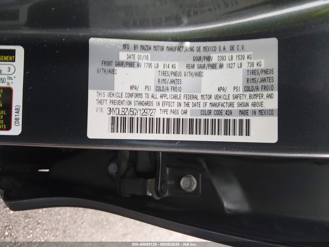 3MYDLBZV5GY****** · 2016 SCION IA   · 9/11