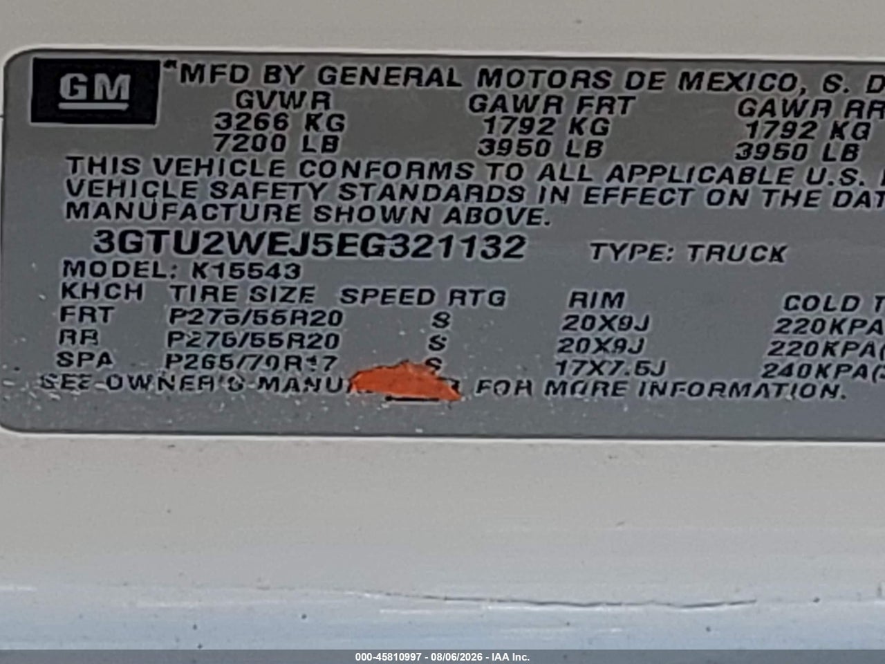 3GTU2WEJ5EG****** · 2014 GMC SIERRA 1500 DENALI · 9/11