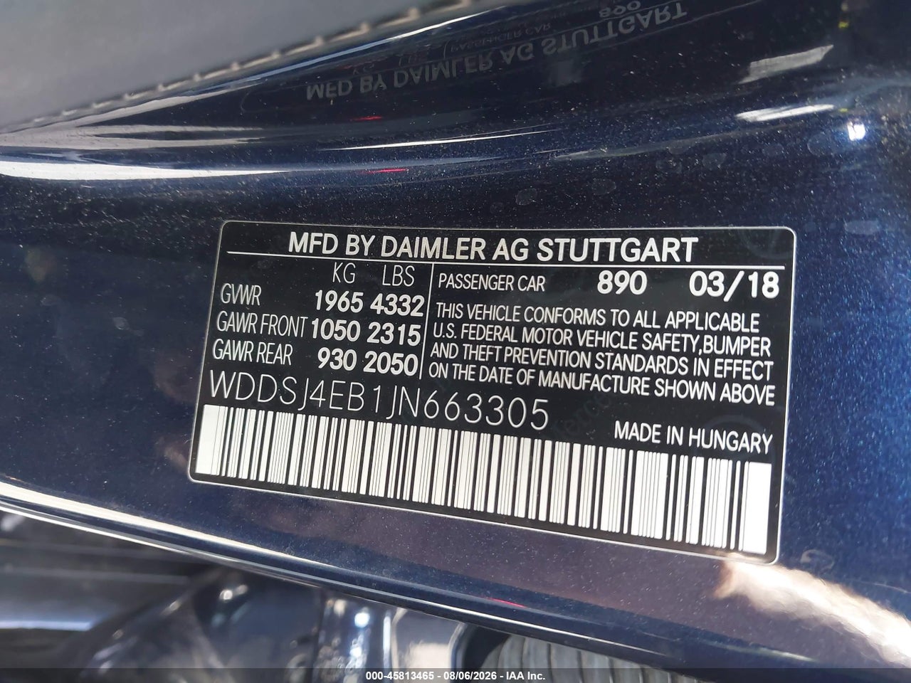 WDDSJ4EB1JN****** · 2018 MERCEDES-BENZ CLA 250   · 9/11