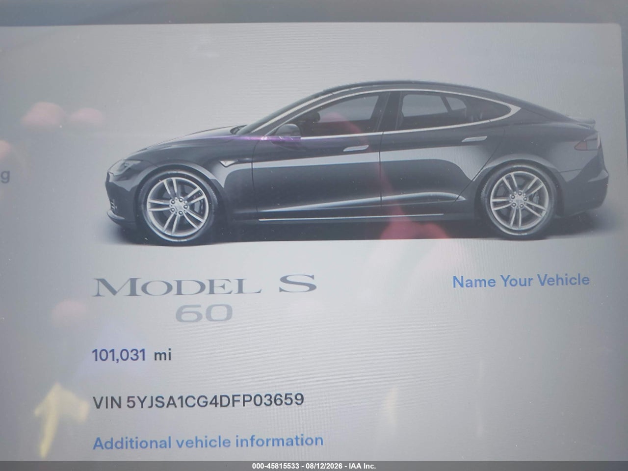 5YJSA1CG4DF****** · 2013 TESLA MODEL S · 7/11