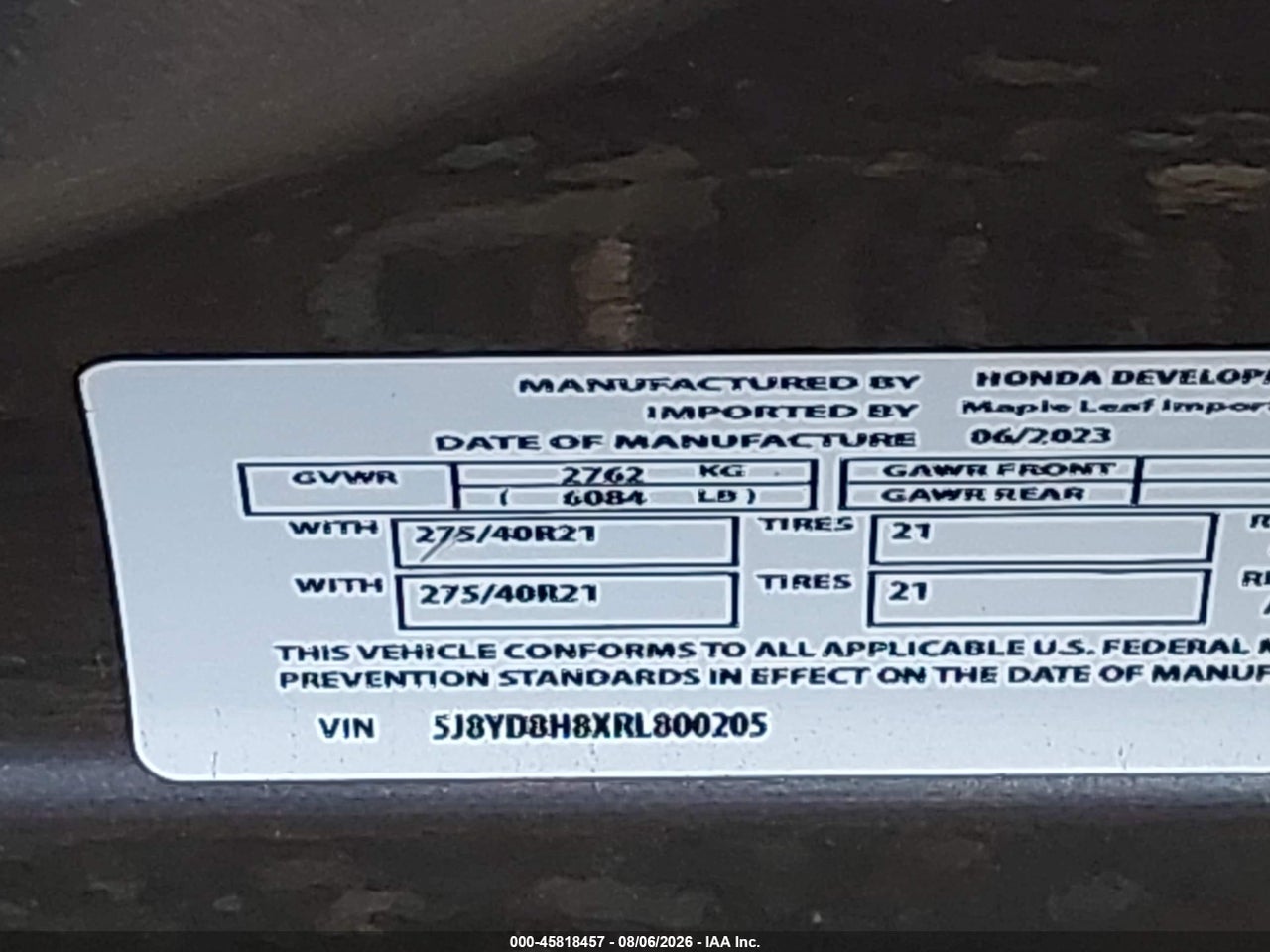 5J8YD8H8XRL****** · 2024 ACURA MDX TYPE S ADVANCE PACKAGE · 9/11