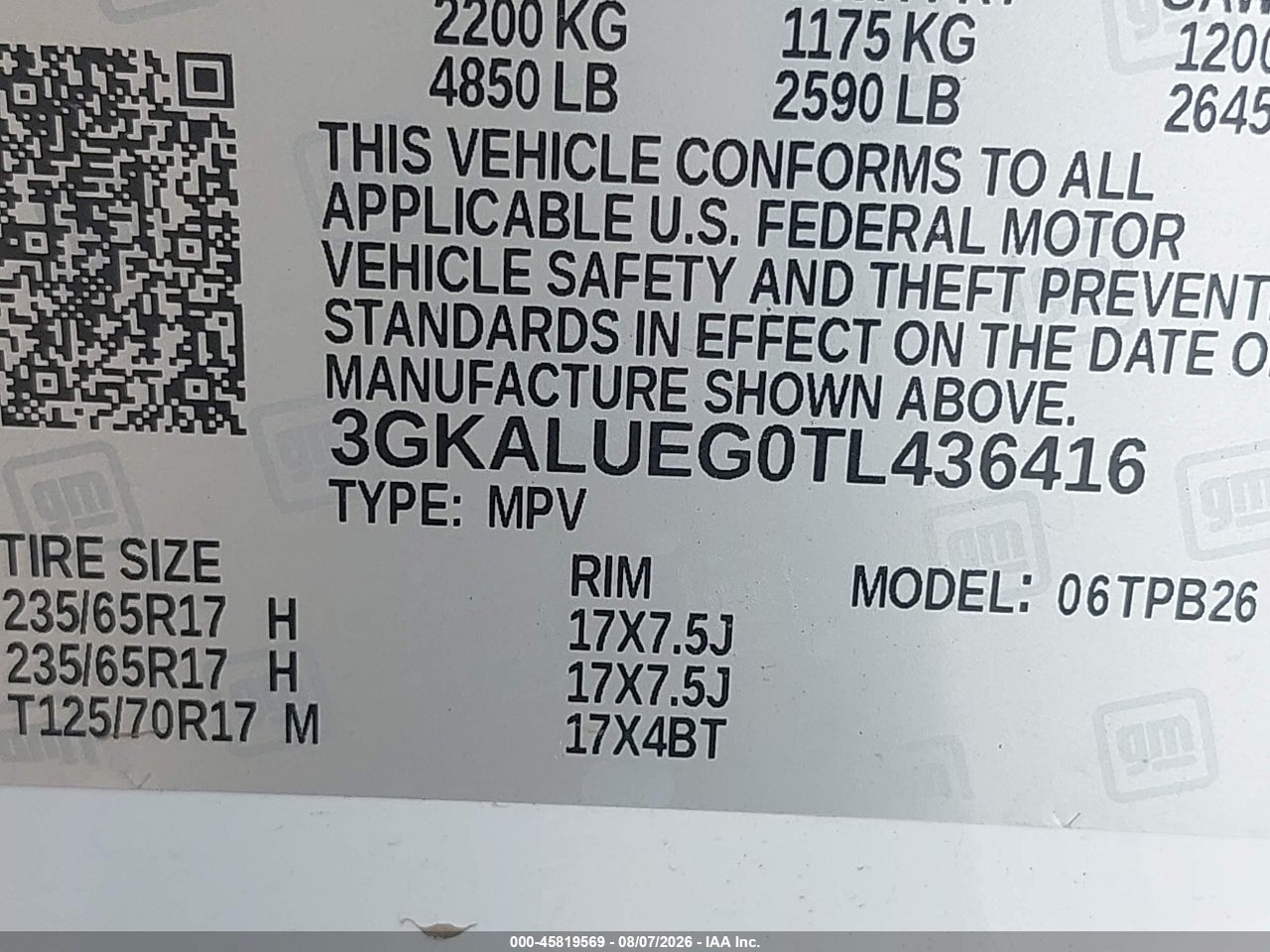 3GKALUEG0TL****** · 2026 GMC TERRAIN AWD ELEVATION · 9/11