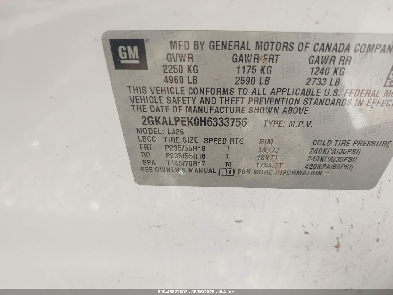 2GKALPEK0H6****** · 2017 GMC TERRAIN SLT · 9/11