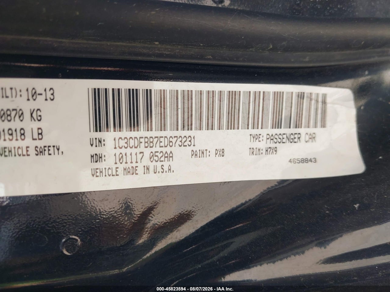 1C3CDFBB7ED****** · 2014 DODGE DART SXT · 9/11
