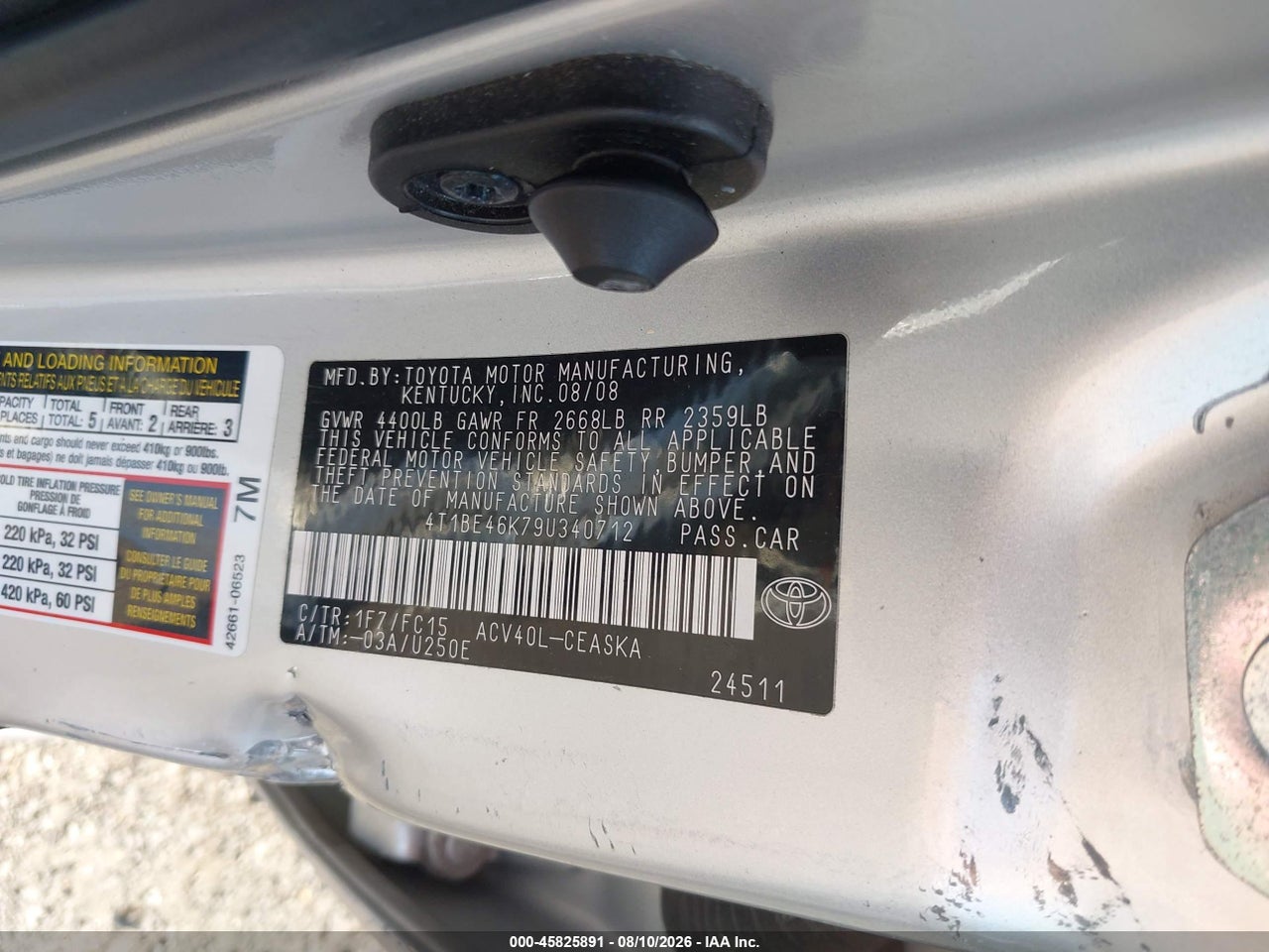 4T1BE46K79U****** · 2009 TOYOTA CAMRY SE · 9/10