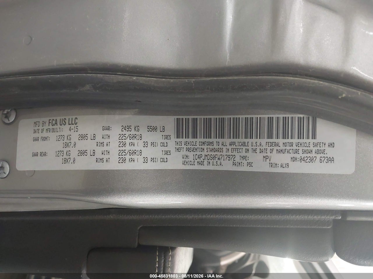 2015 JEEP CHEROKEE LIMITED · 9/11
