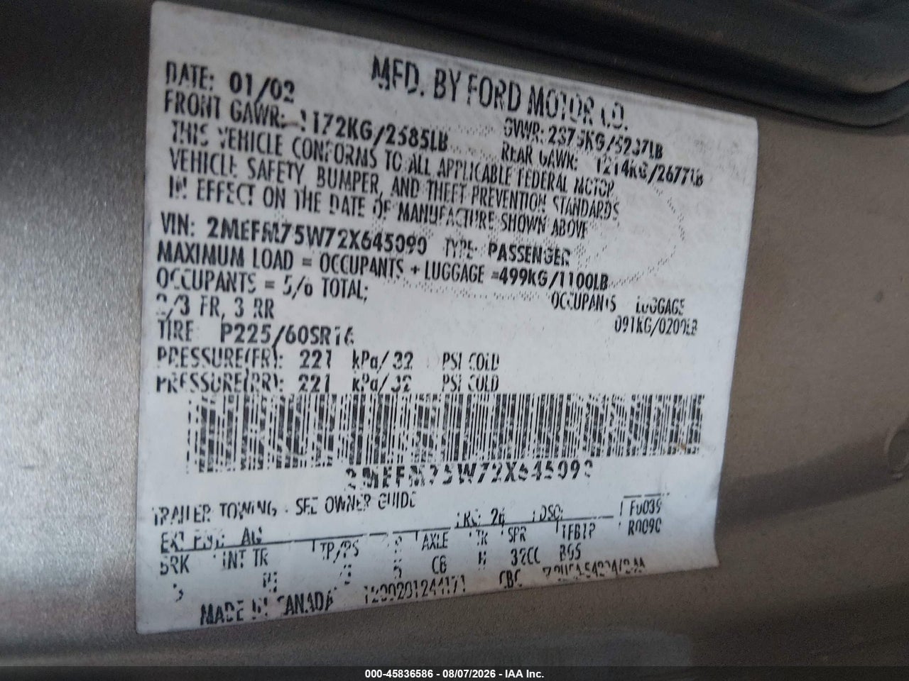 2002 MERCURY GRAND MARQUIS LS · 9/11