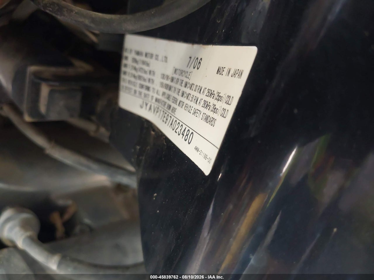 JYAVP17E97A****** · 2007 YAMAHA XV1700 A · 10/11
