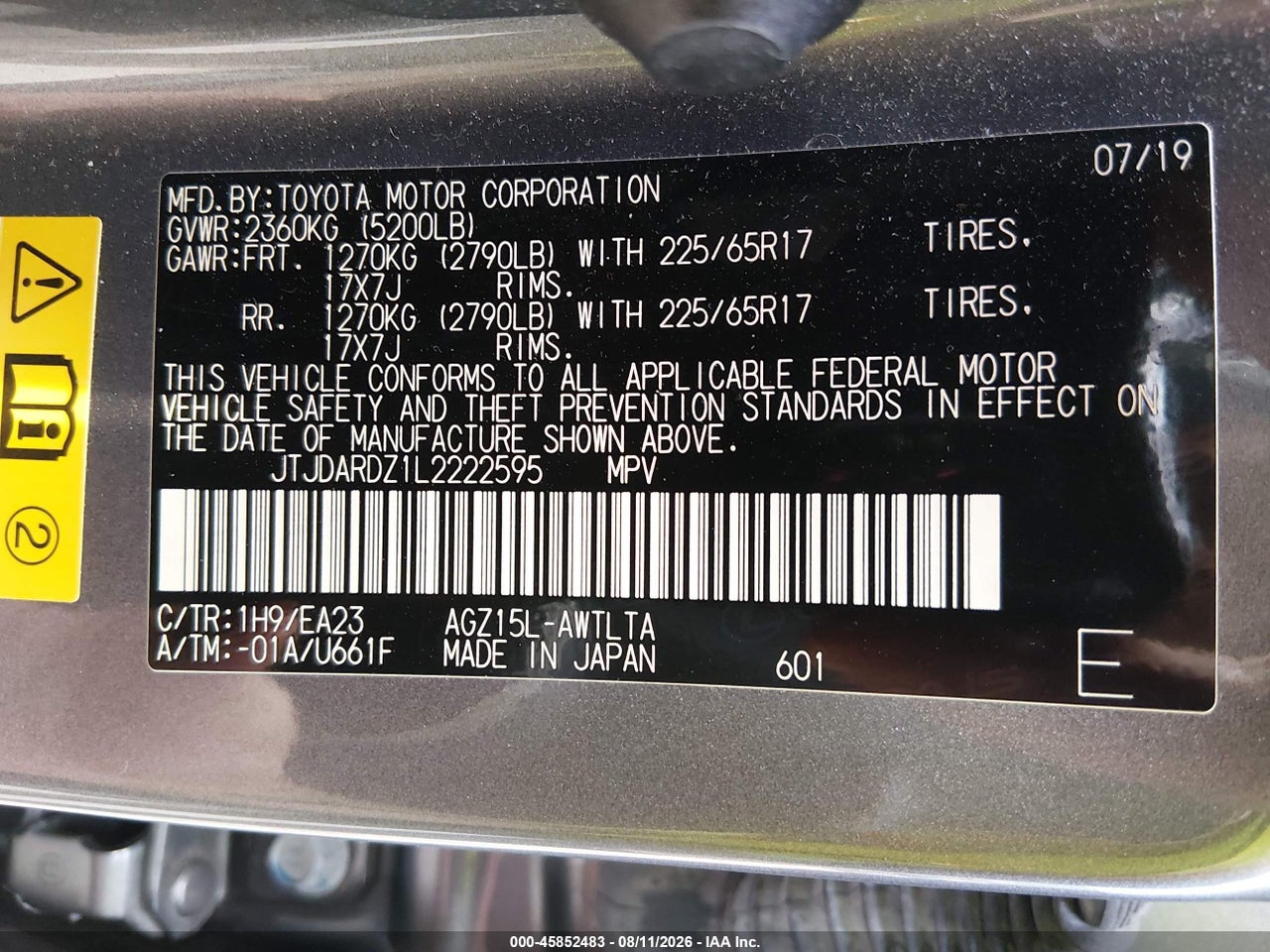 JTJDARDZ1L2****** · 2020 LEXUS NX 300 · 9/11