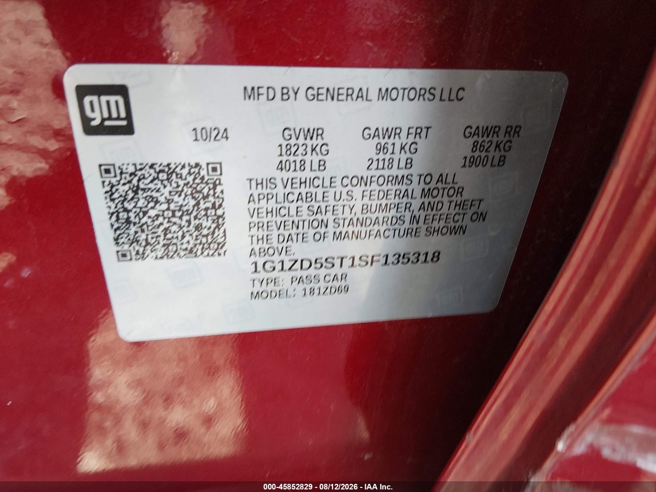 1G1ZD5ST1SF****** · 2025 CHEVROLET MALIBU FWD 1LT · 9/11