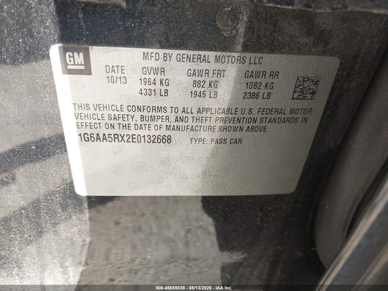 1G6AA5RX2E0****** · 2014 CADILLAC ATS STANDARD · 9/11