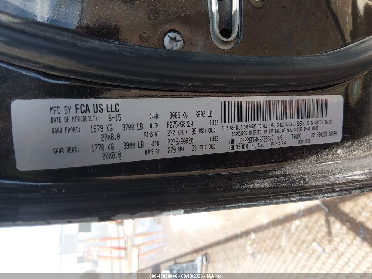 1C6RR6FG4FS****** · 2015 RAM 1500 EXPRESS · 9/11
