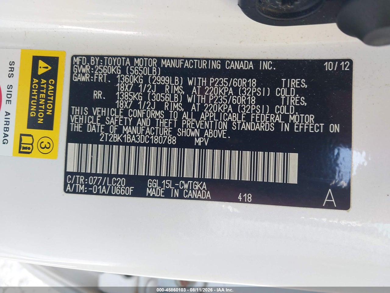 2013 LEXUS RX 350   · 9/11