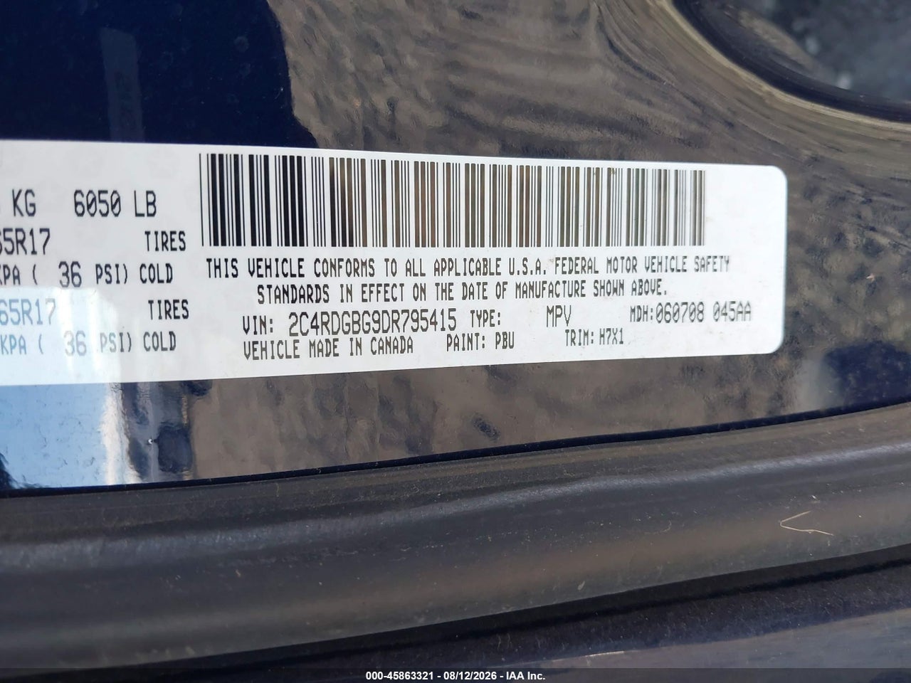 2C4RDGBG9DR****** · 2013 DODGE GRAND CARAVAN SE · 9/11