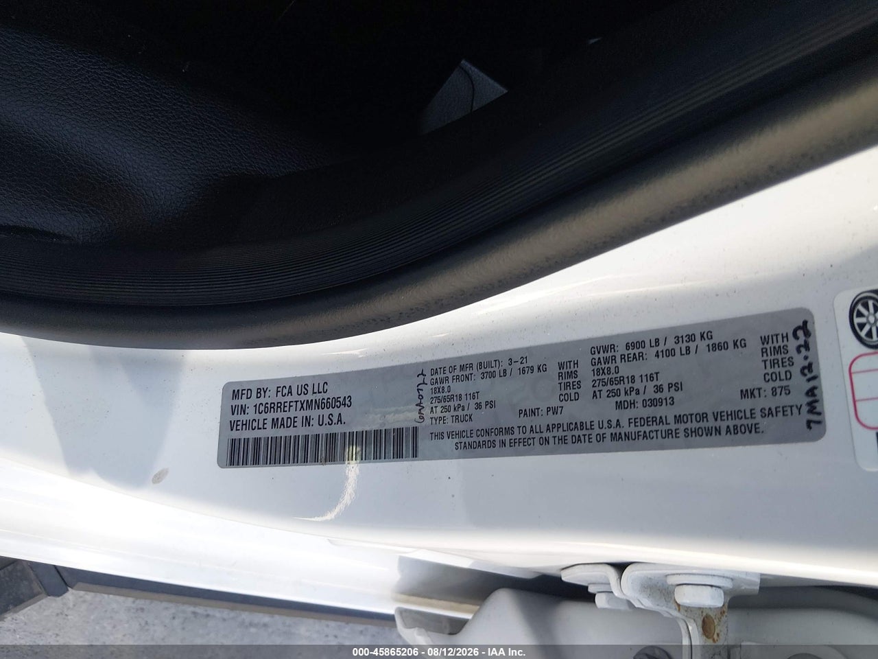 1C6RREFTXMN****** · 2021 RAM 1500   · 9/11