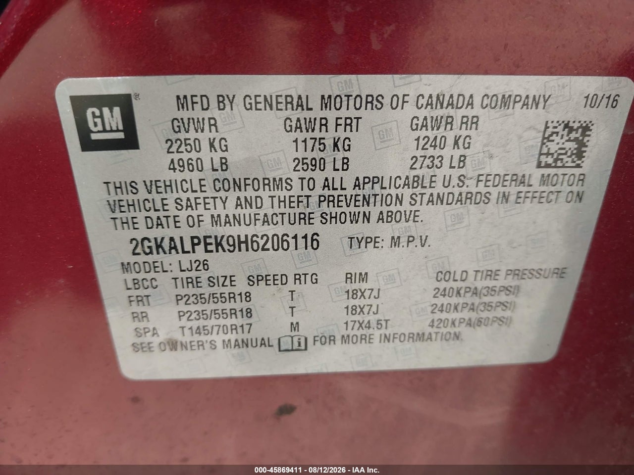 2017 GMC TERRAIN SLT · 9/11
