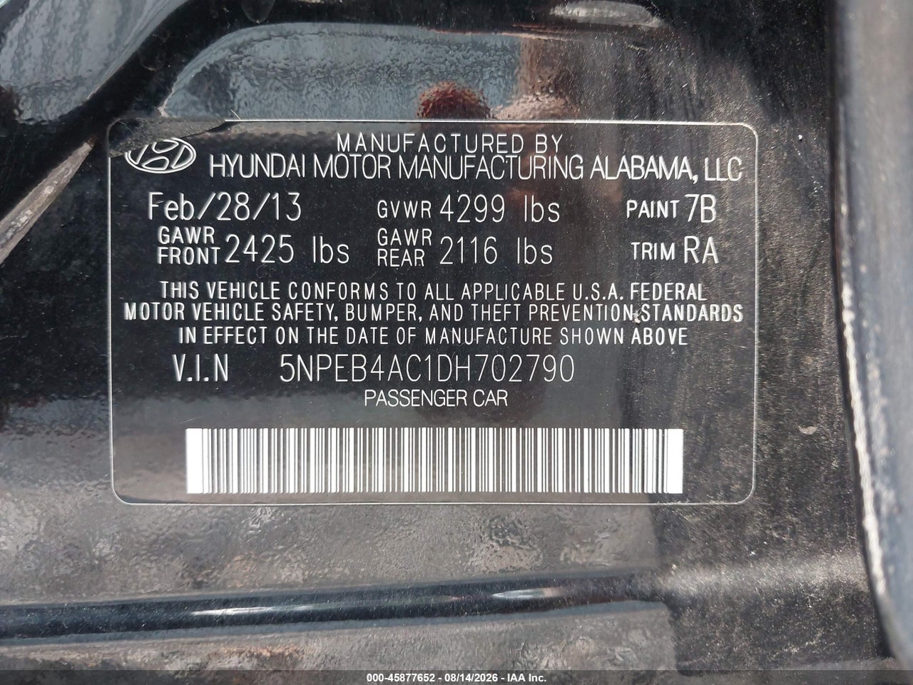 2013 HYUNDAI SONATA GLS · 9/11