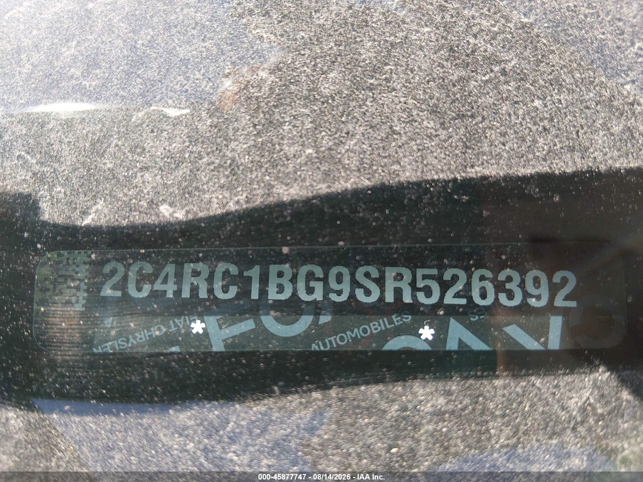 2C4RC1BG9SR****** · 2025 CHRYSLER PACIFICA SELECT · 9/11