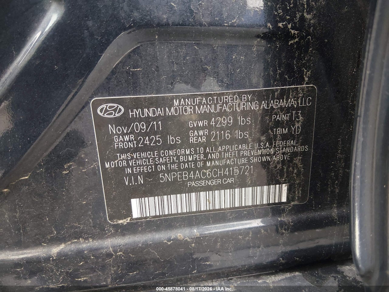 2012 HYUNDAI SONATA GLS · 9/11