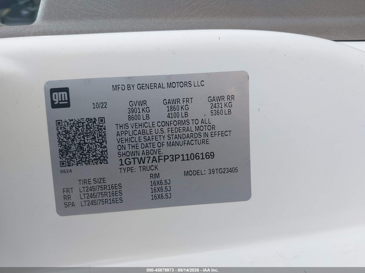 1GTW7AFP3P1****** · 2023 GMC SAVANA CARGO RWD 2500 REGULAR WHEELBASE WORK VAN · 9/11