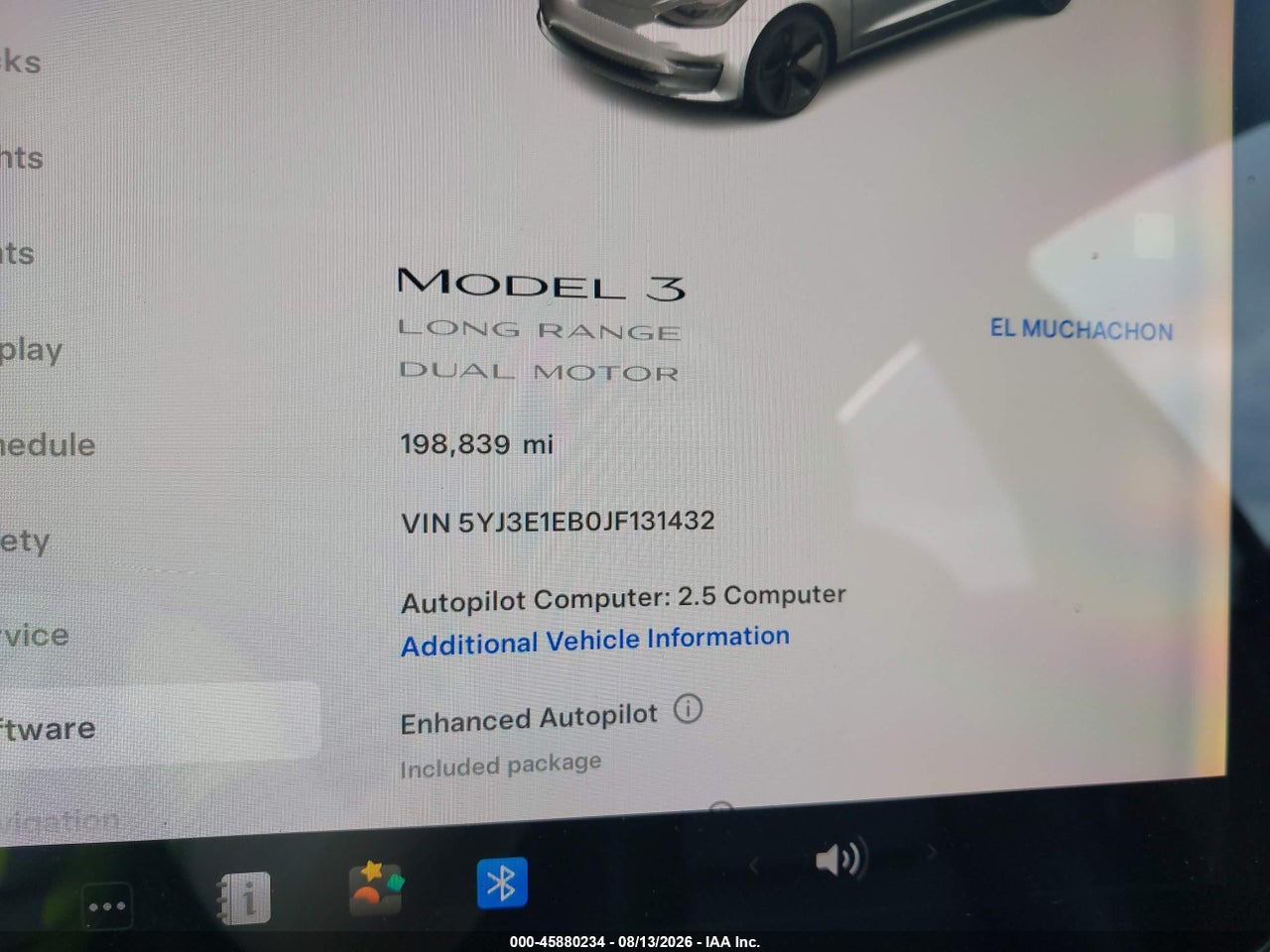 5YJ3E1EB0JF****** · 2018 TESLA MODEL 3 LONG RANGE/PERFORMANCE · 7/11