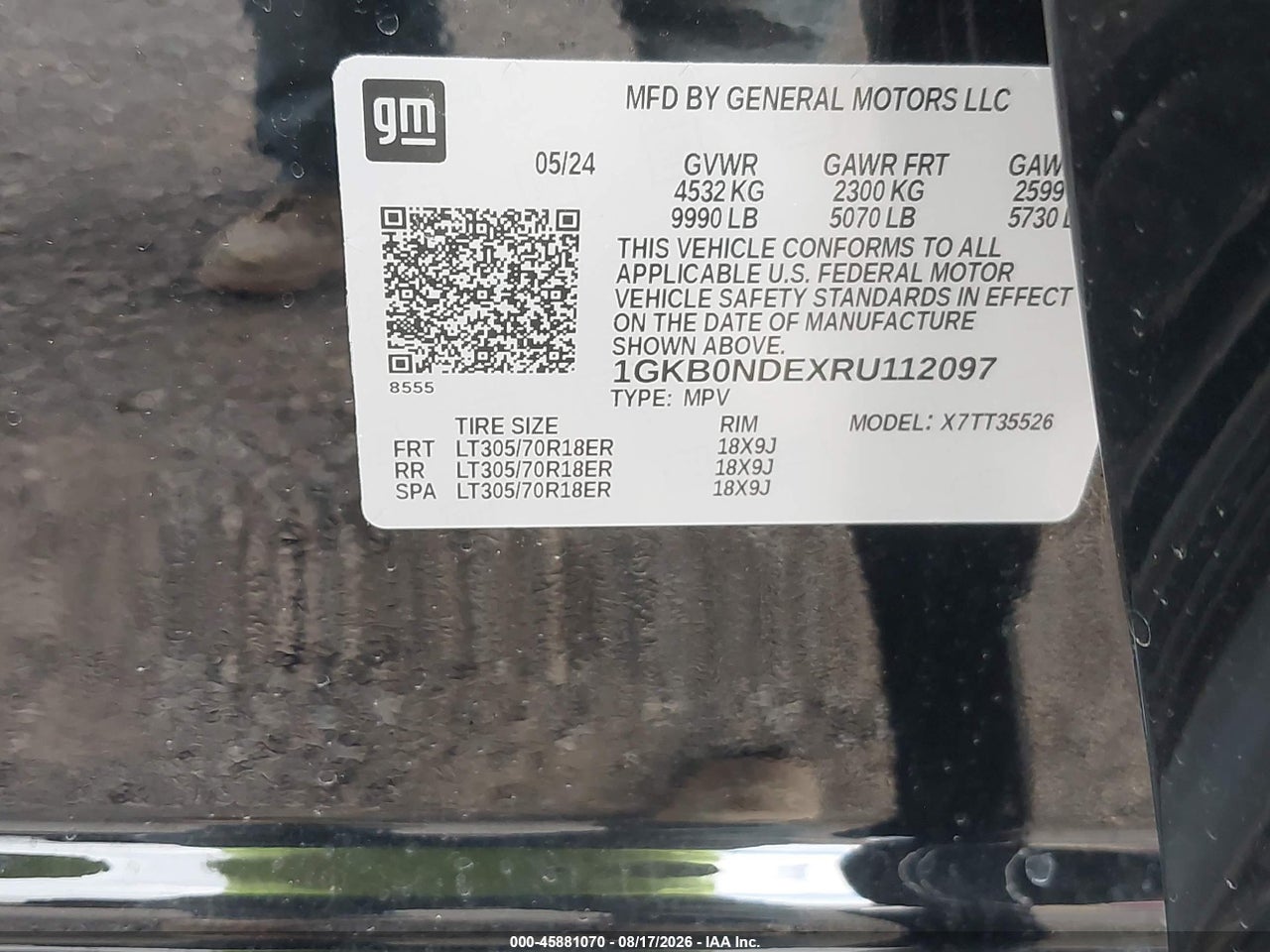 1GKB0NDEXRU****** · 2024 GMC HUMMER EV SUV 2X · 9/11