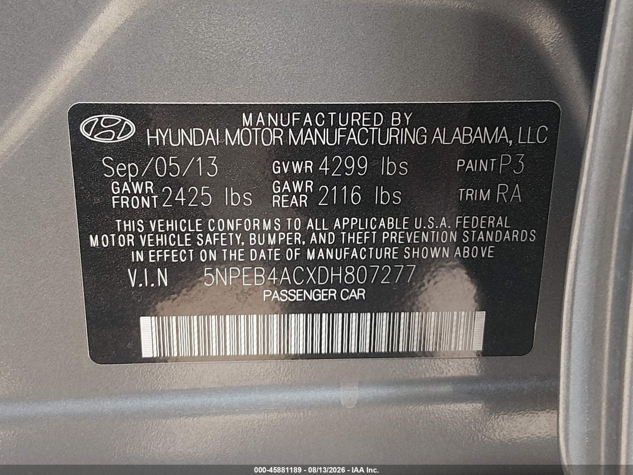 2013 HYUNDAI SONATA GLS · 9/11