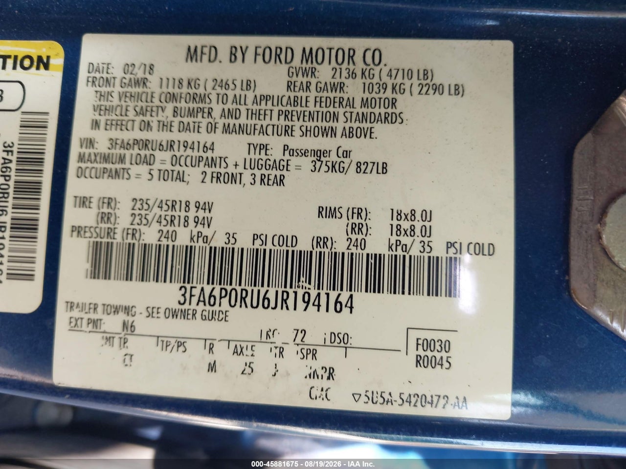 2018 FORD FUSION HYBRID TITANIUM · 9/11