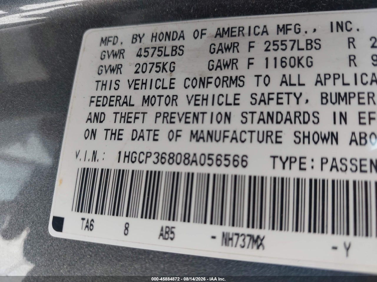 2008 HONDA ACCORD 3.5 EX-L · 9/11