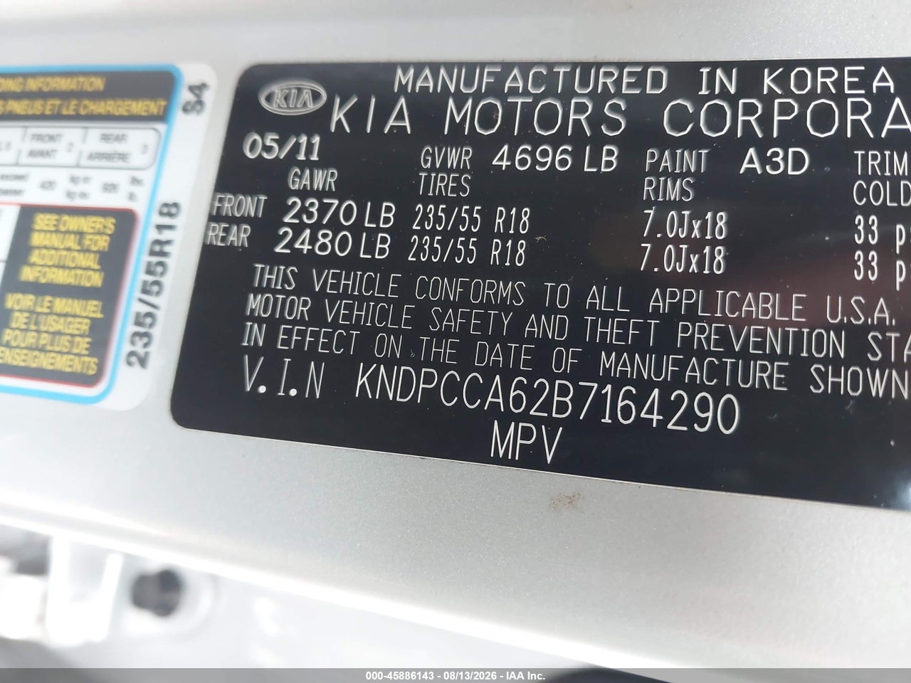 2011 KIA SPORTAGE SX · 9/11