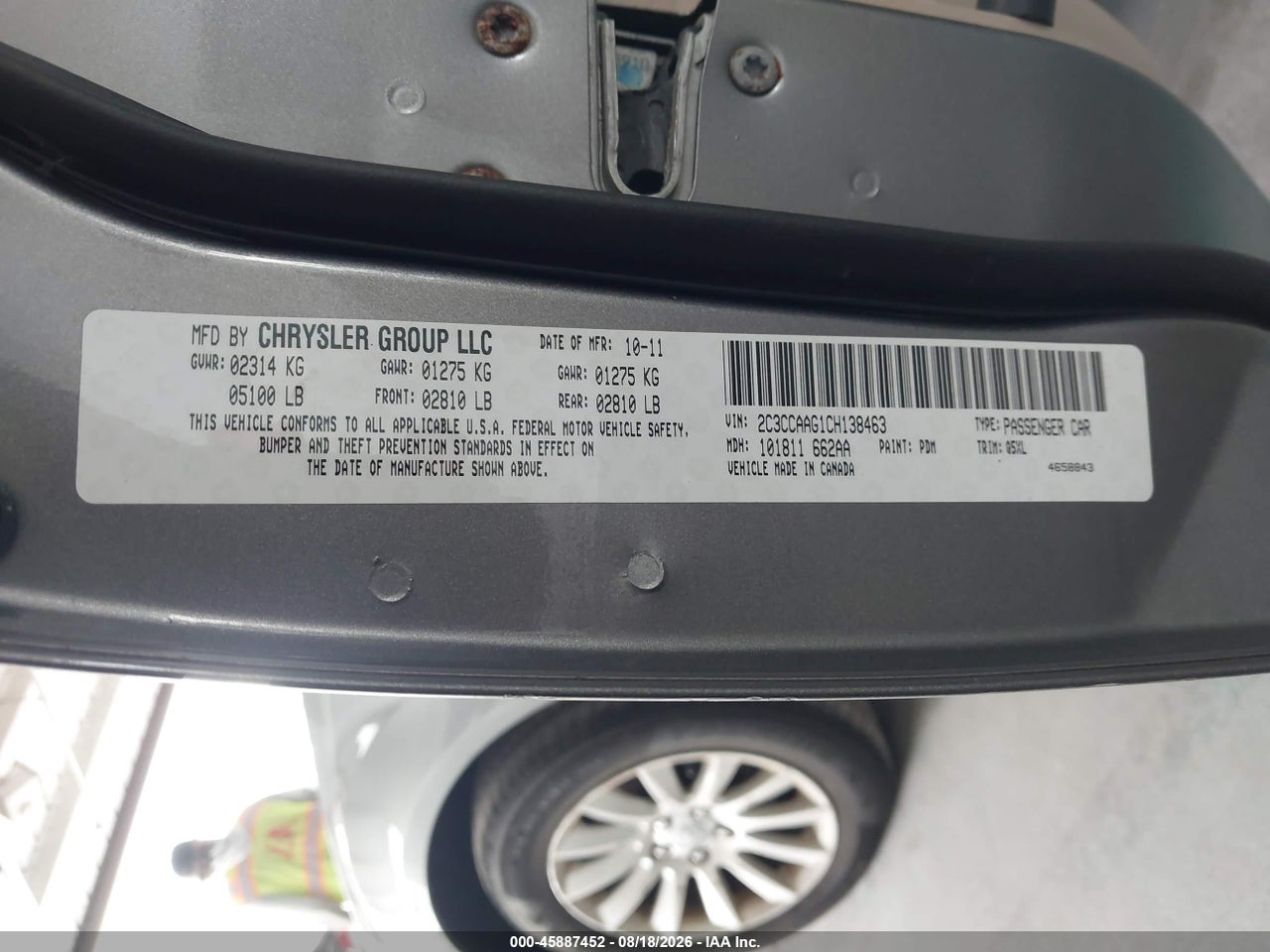 2C3CCAAG1CH****** · 2012 CHRYSLER 300 · 9/11