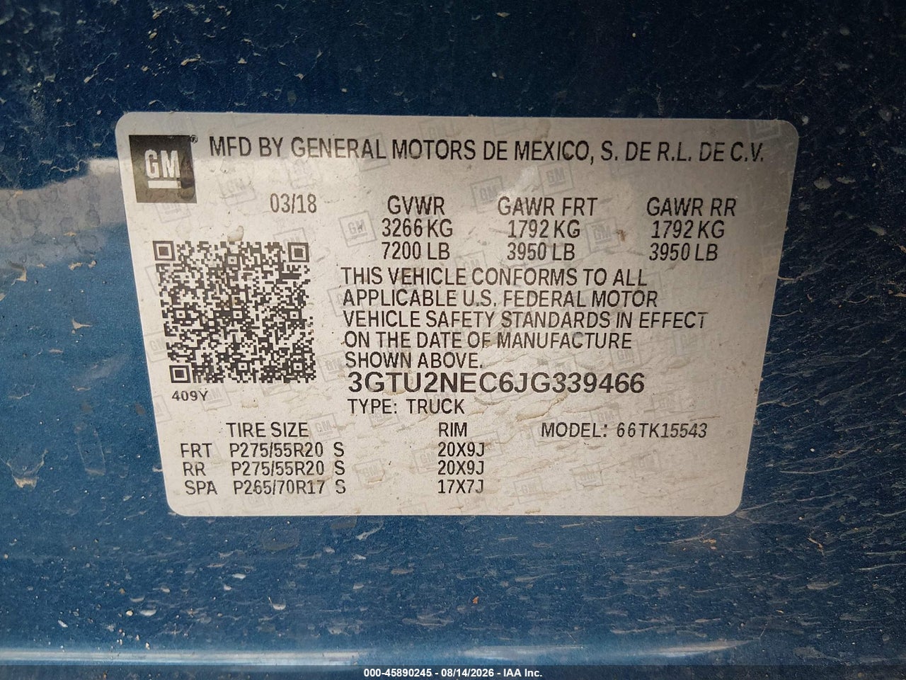 3GTU2NEC6JG****** · 2018 GMC SIERRA 1500 SLT · 9/11
