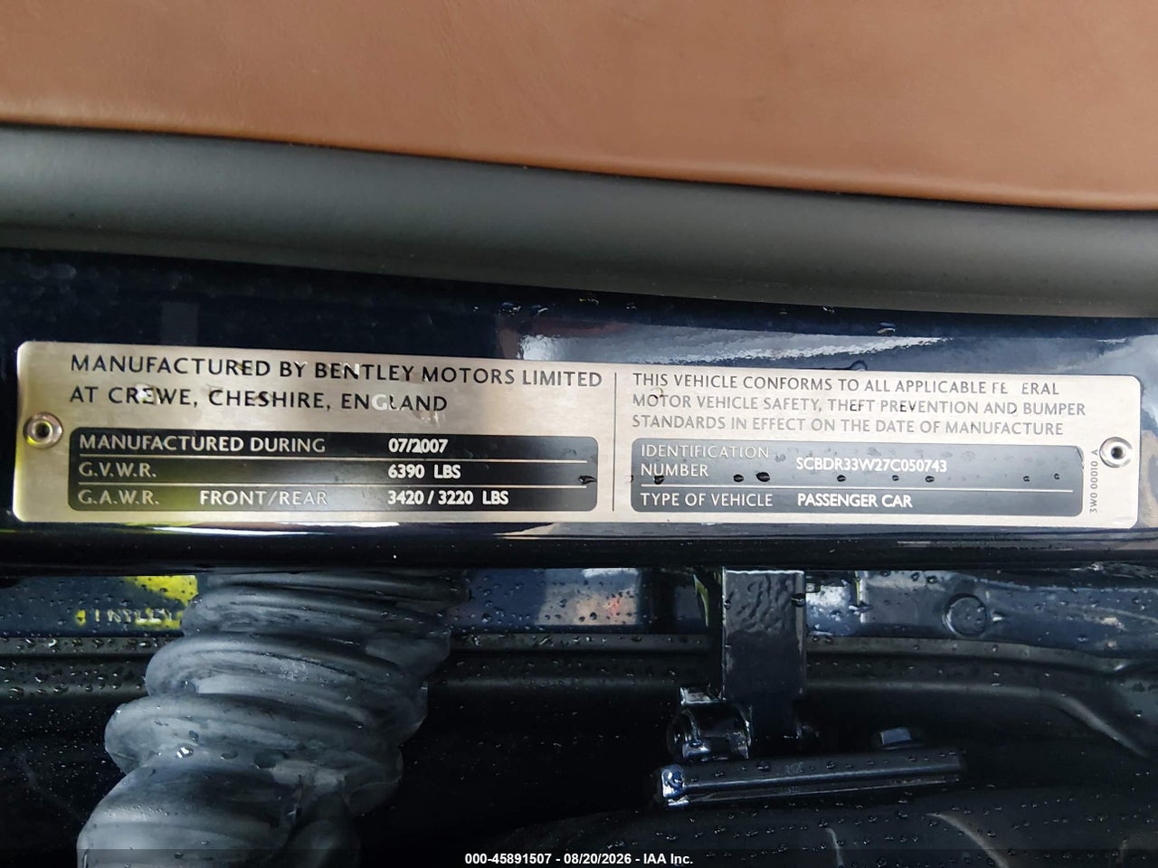 SCBDR33W27C****** · 2007 BENTLEY CONTINENTAL GTC   · 9/11