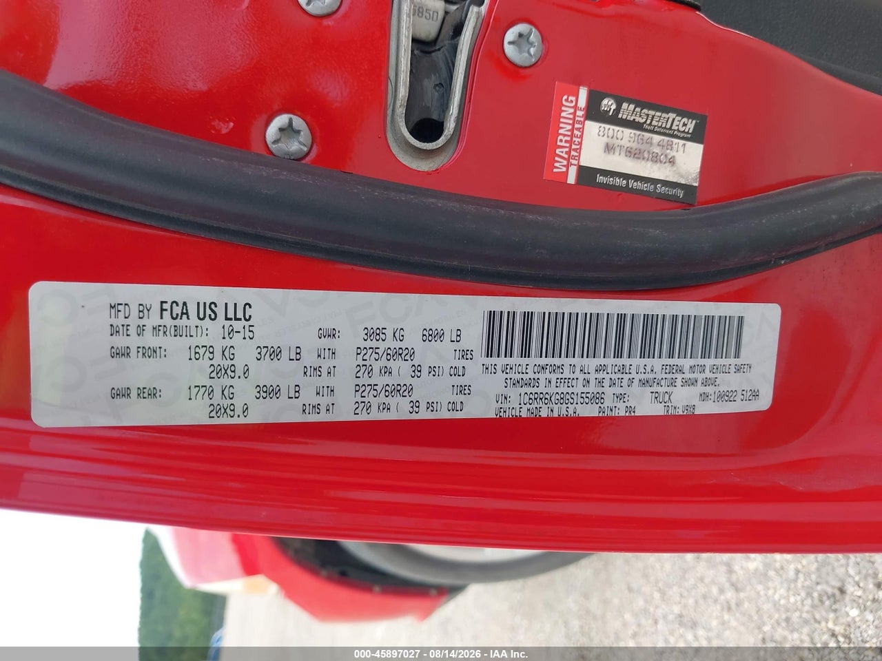 1C6RR6KG8GS****** · 2016 RAM 1500 EXPRESS · 9/11