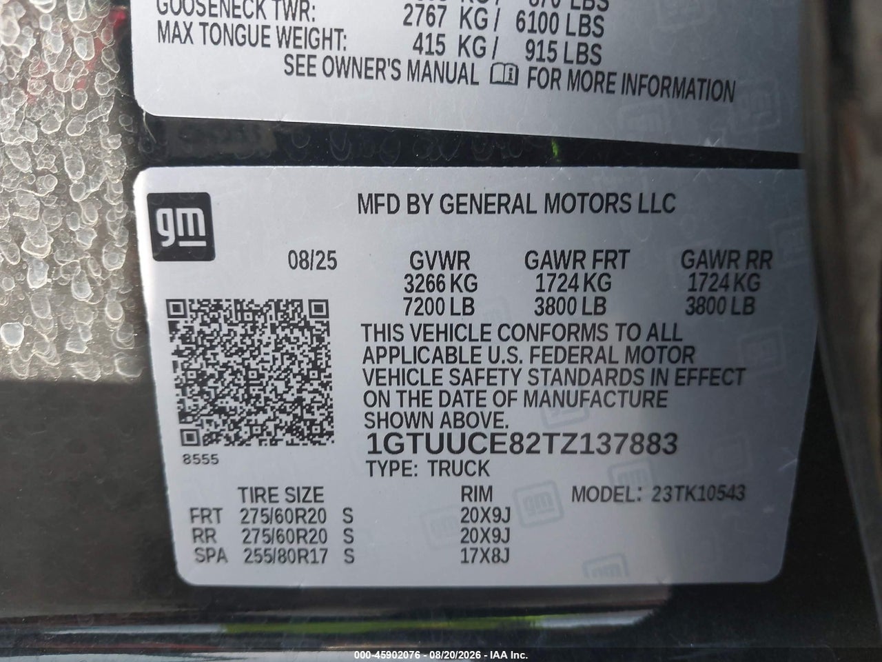 1GTUUCE82TZ****** · 2026 GMC SIERRA 1500 , SHORT BED, ELEVATION, 4WD · 9/11