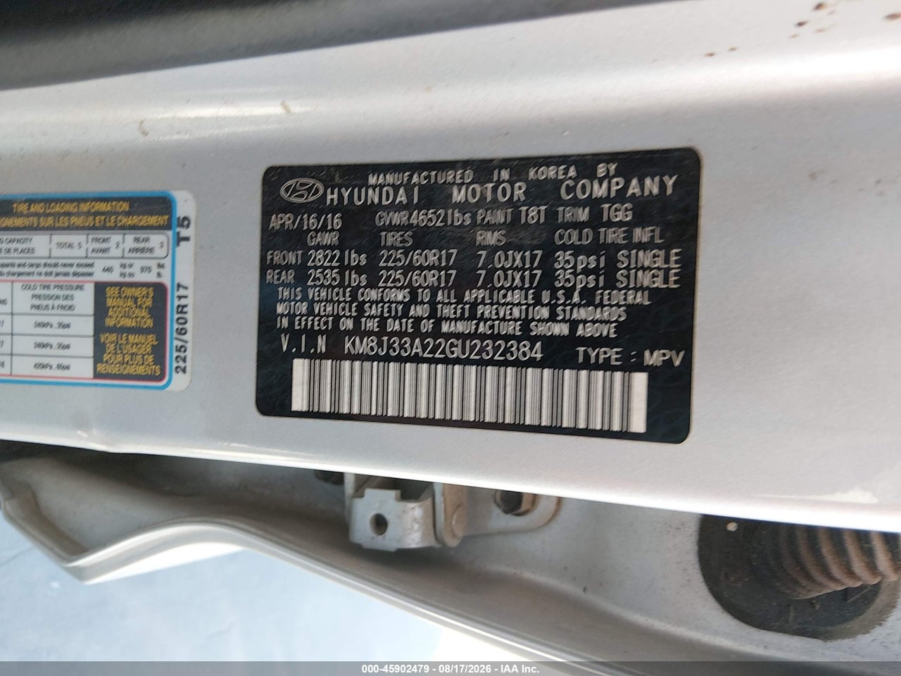 KM8J33A22GU****** · 2016 HYUNDAI TUCSON ECO · 9/11